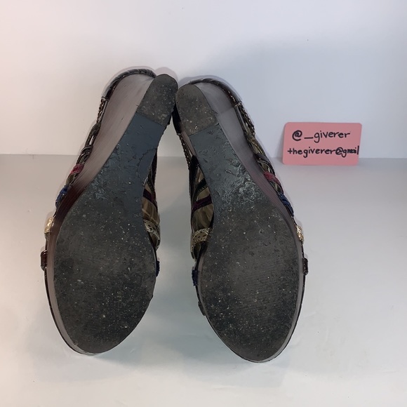 Aldo 8.5 / 39 Multi Strap Stacked Platform Wedge Sandal - Picture 10 of 16